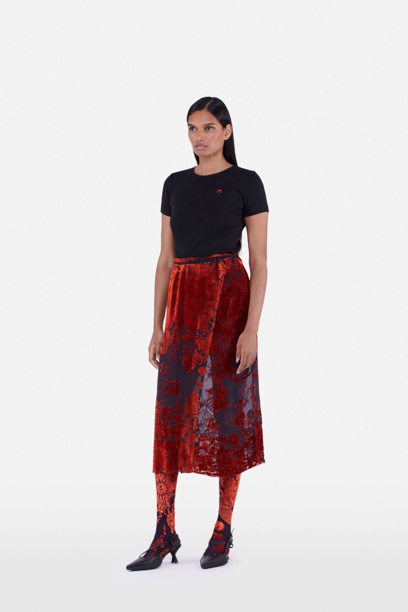 Geotic Devore Strapped Waist Skirt