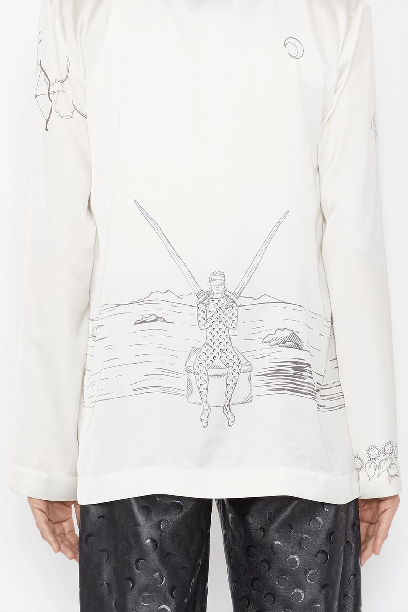 Unisex Lunar Reading Printed Lounge Blouse