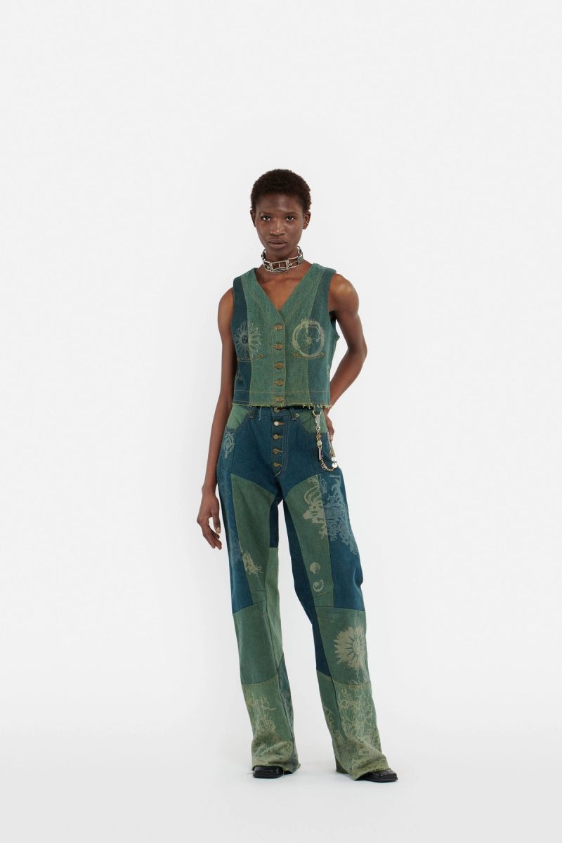 Petrichor Panelled Wide-Leg Jeans