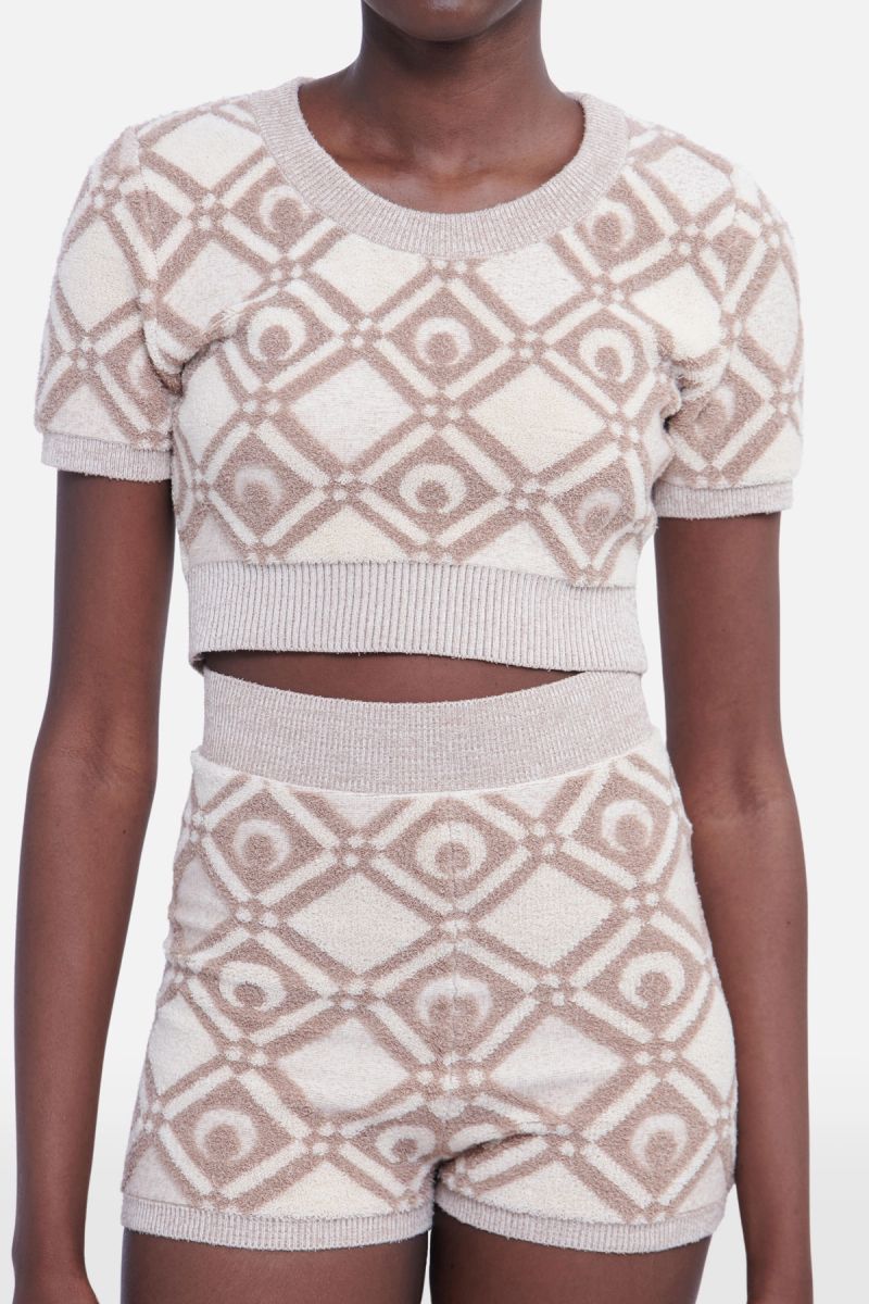Chunky Jacquard Knitted Crop Top