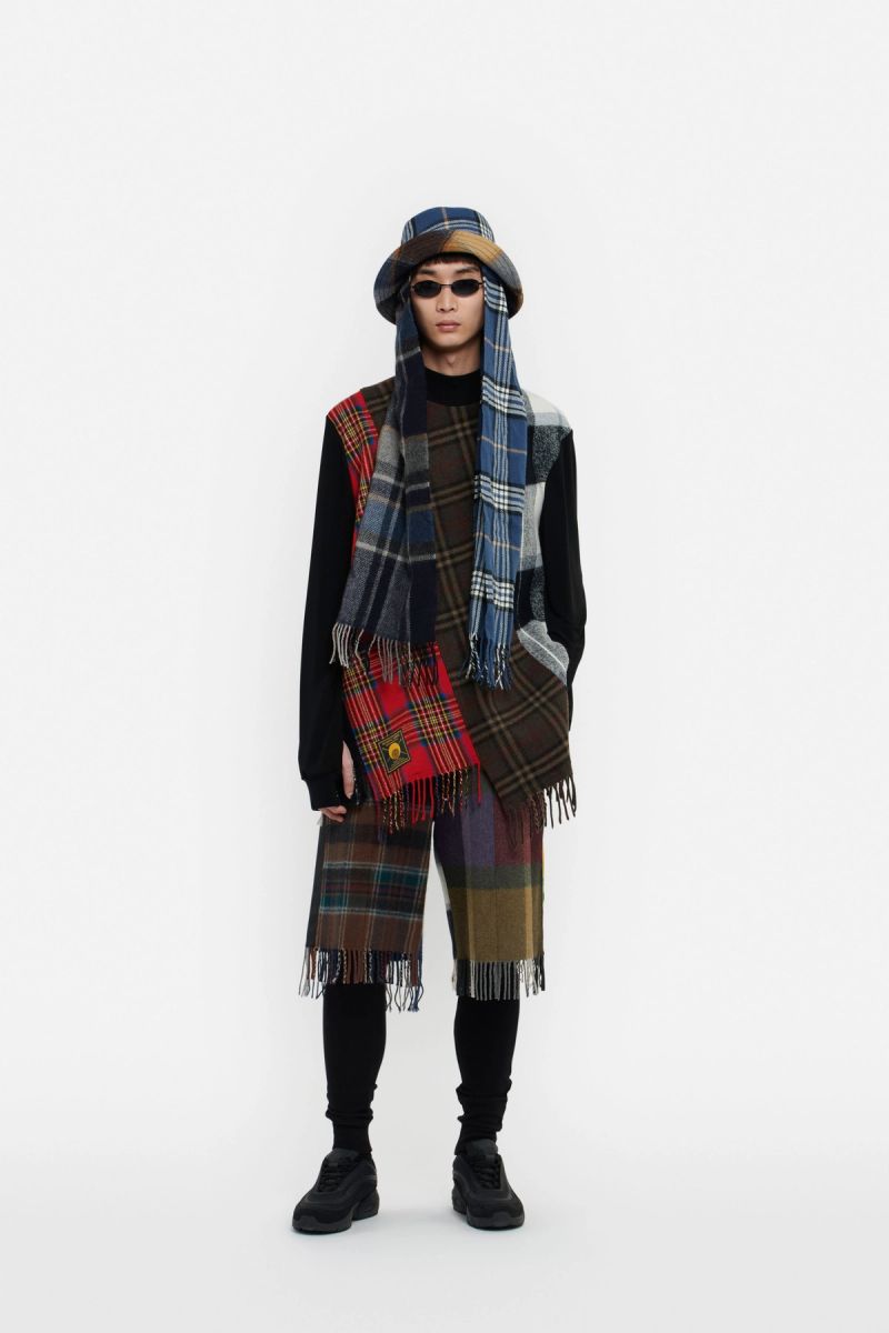 Clashing Tartans Bucket-Scarf Hat