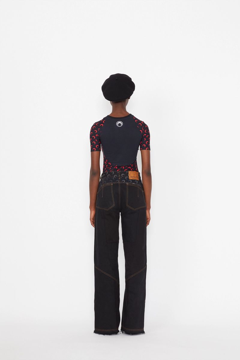 Moon-Panel Graphic Fitted T-Shirt