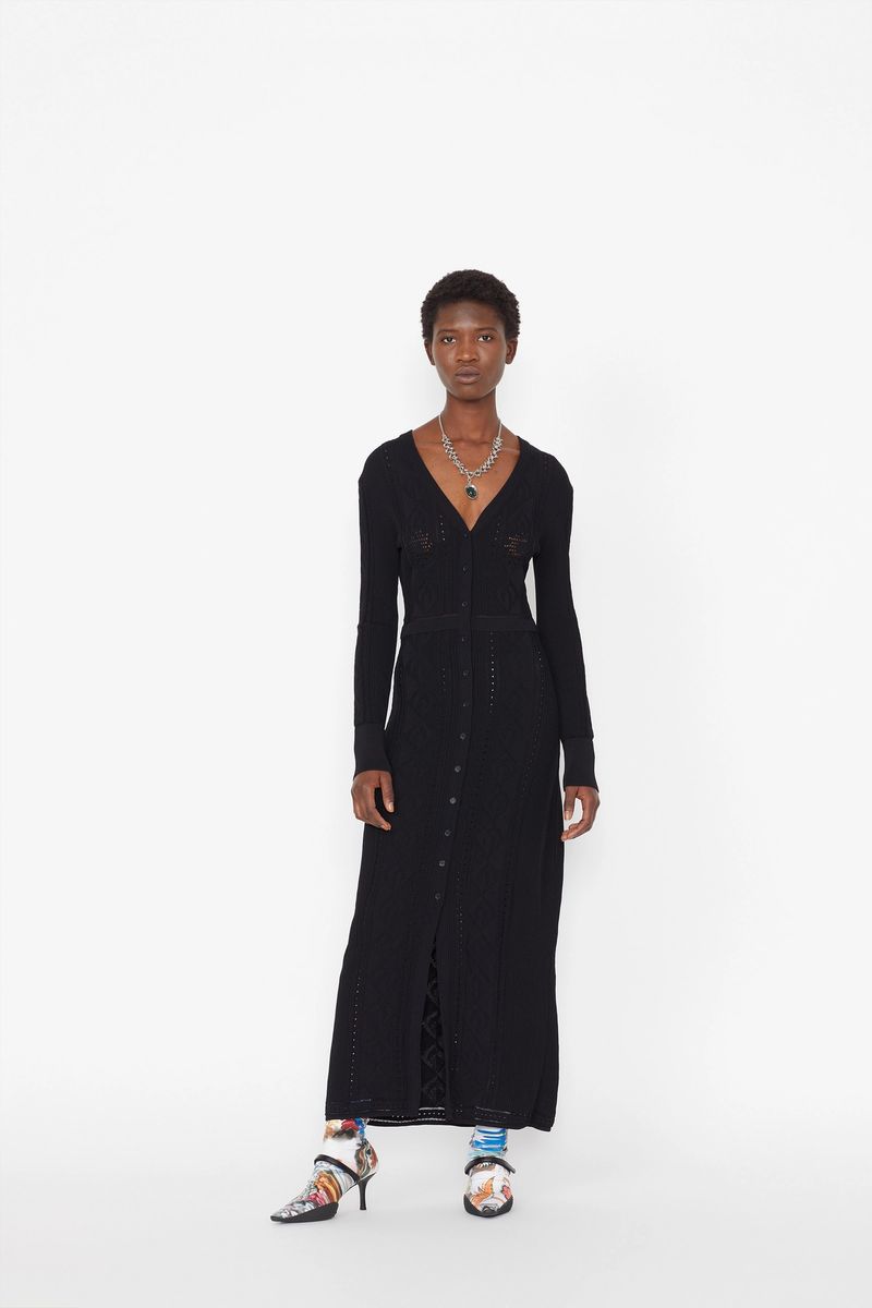 Lunar-Pointelle Knit Cardigan Dress