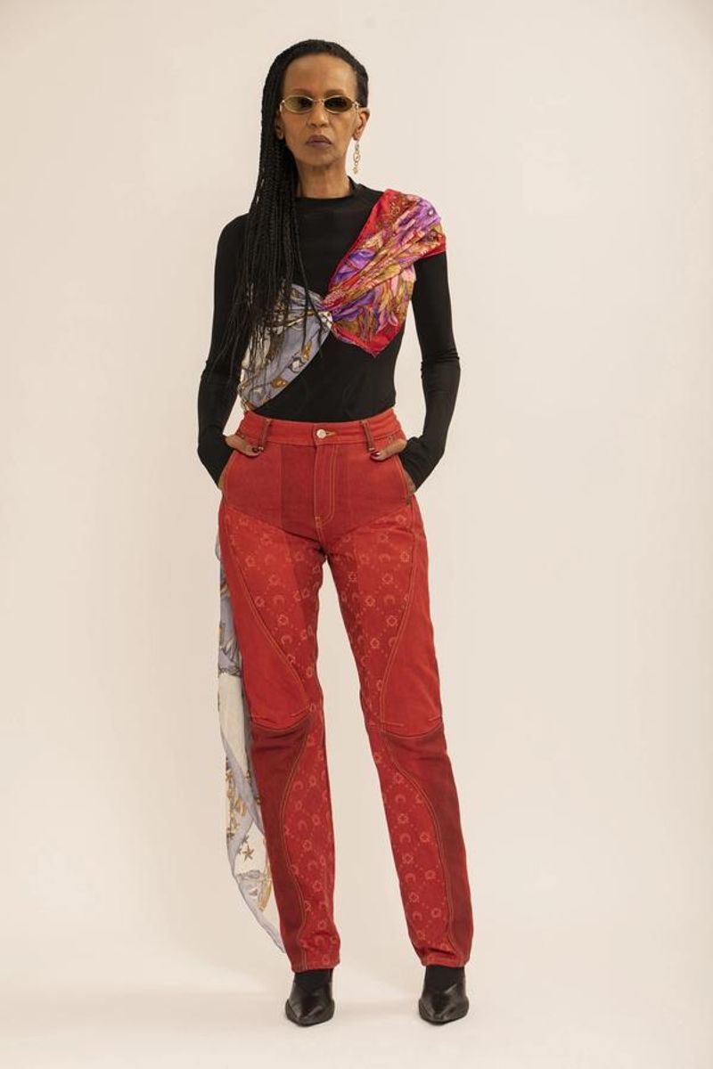 Draped Silk Scarves Knit Sweater