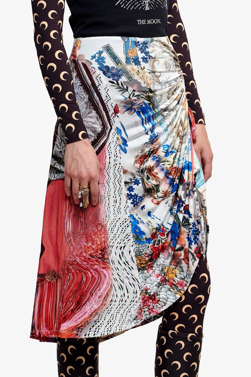 Archive Mélange Gathered Drawstring Skirt