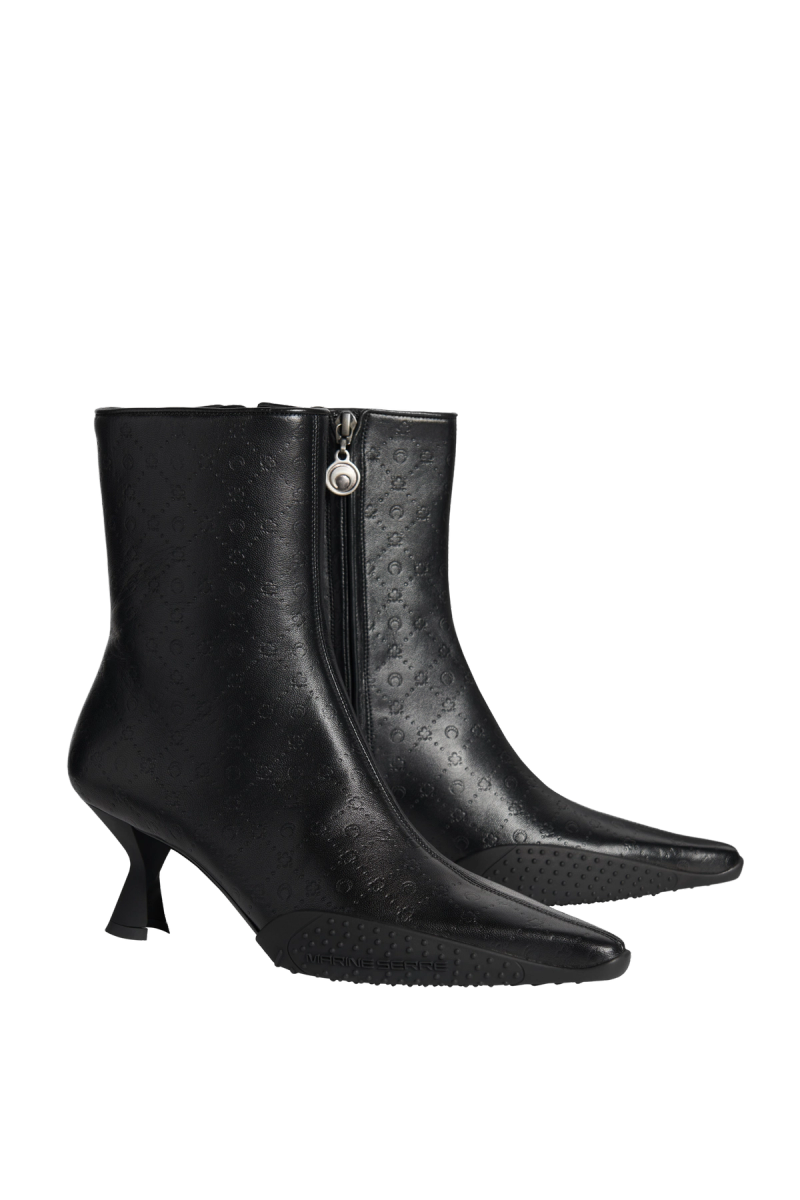 Rubber-Outsole Leather Ankle Boots