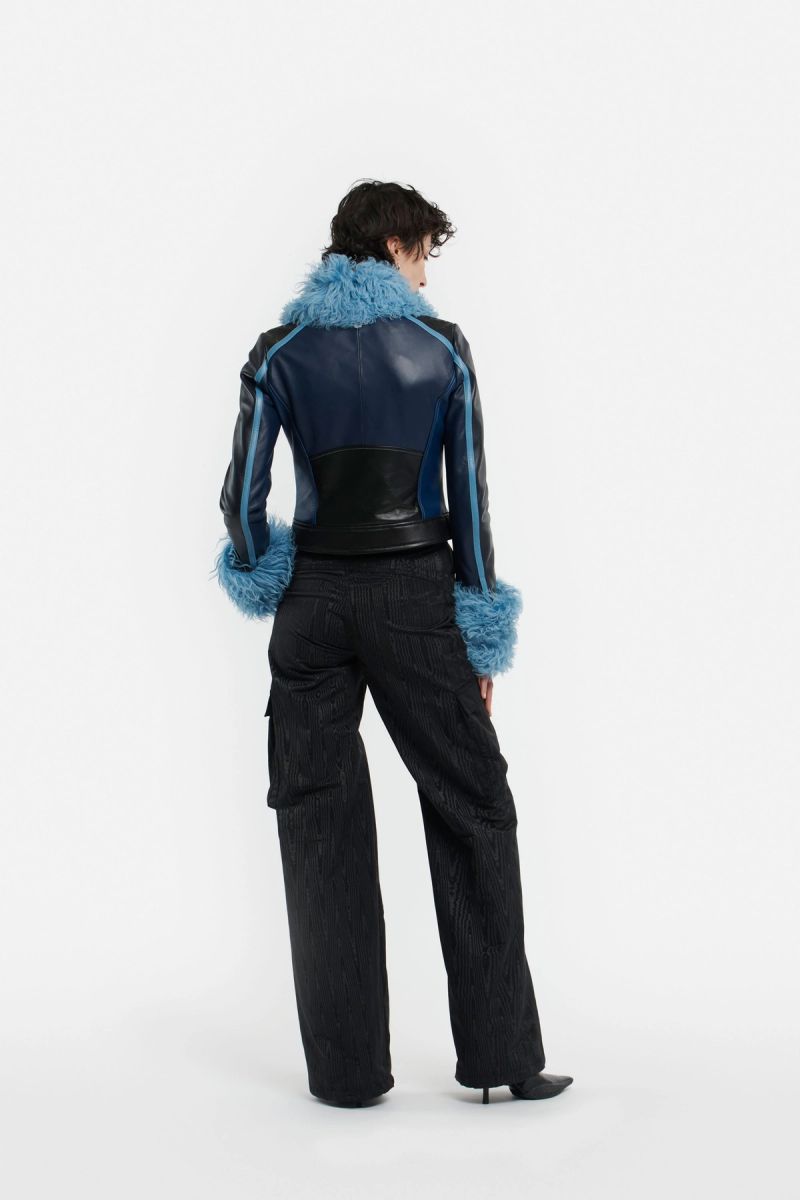 Blue-Tones Sassy Leather Jacket