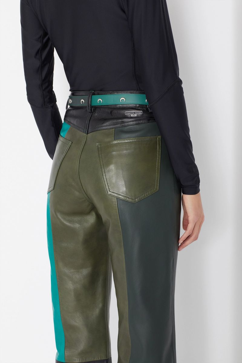 Green-Tones Leather Trousers