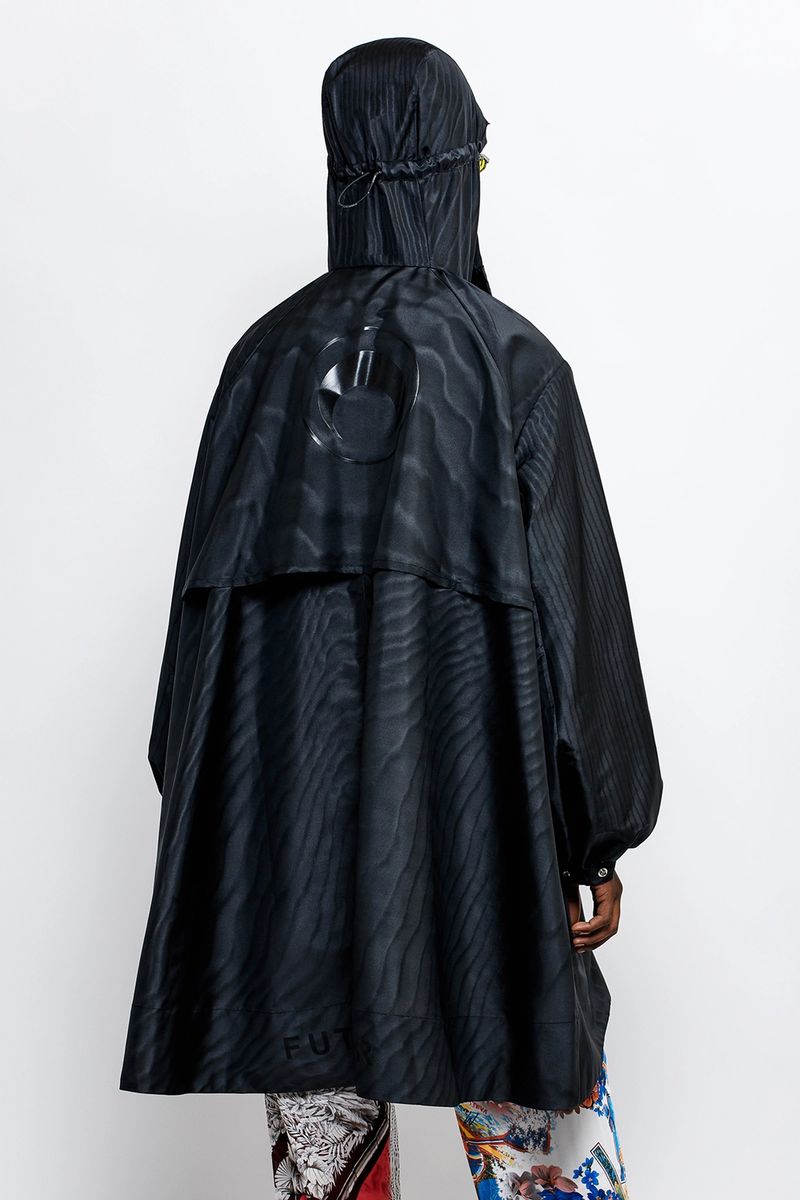 A-Line Hooded Moire Windbreaker