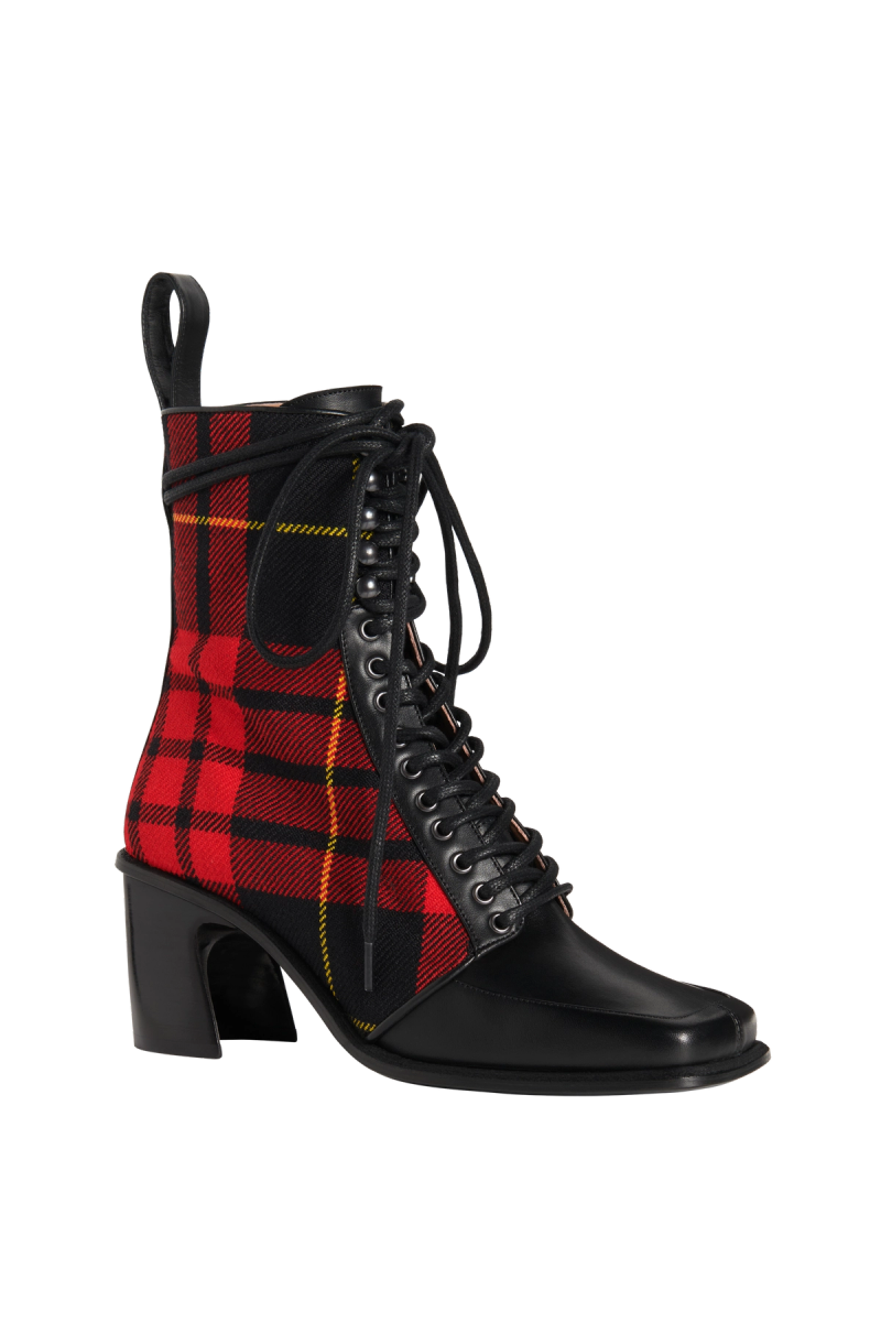 Red Tartan Spoor Laced-Up Boot