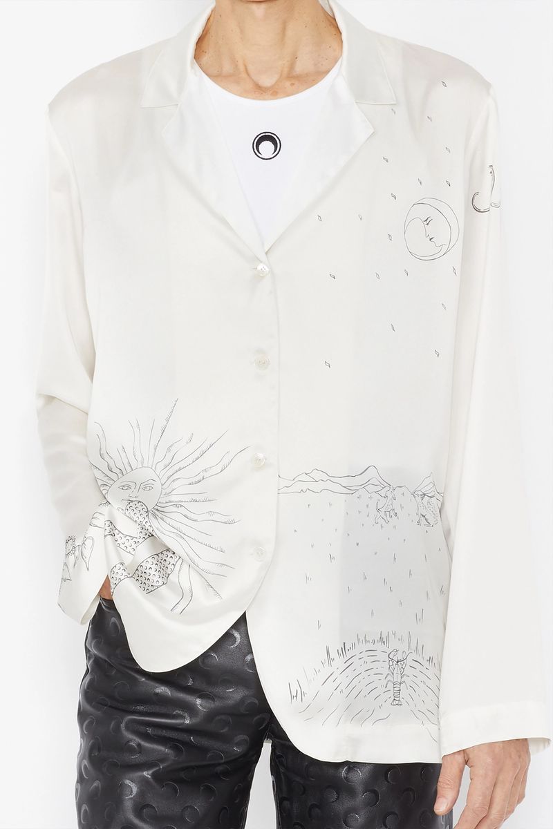 Unisex Lunar Reading Printed Lounge Blouse
