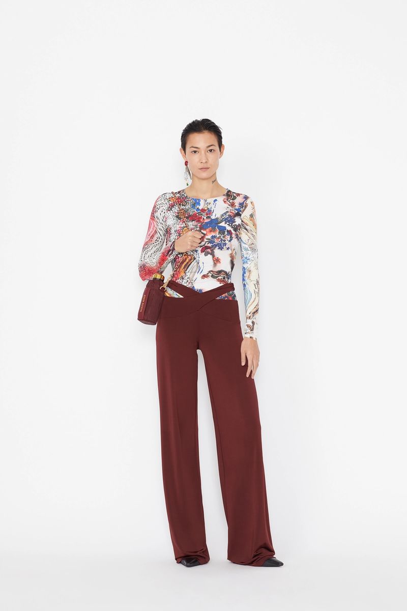 Cross-Waist Vibrant-Jersey Fluid Pants