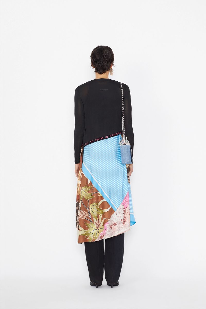 Silk Scarves Hybrid-Wrap Knit Dress