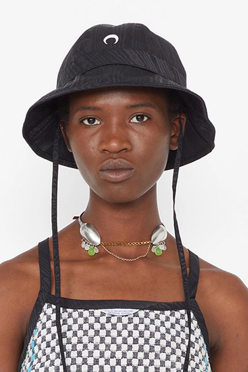 Embroidered Moire Bell Hat