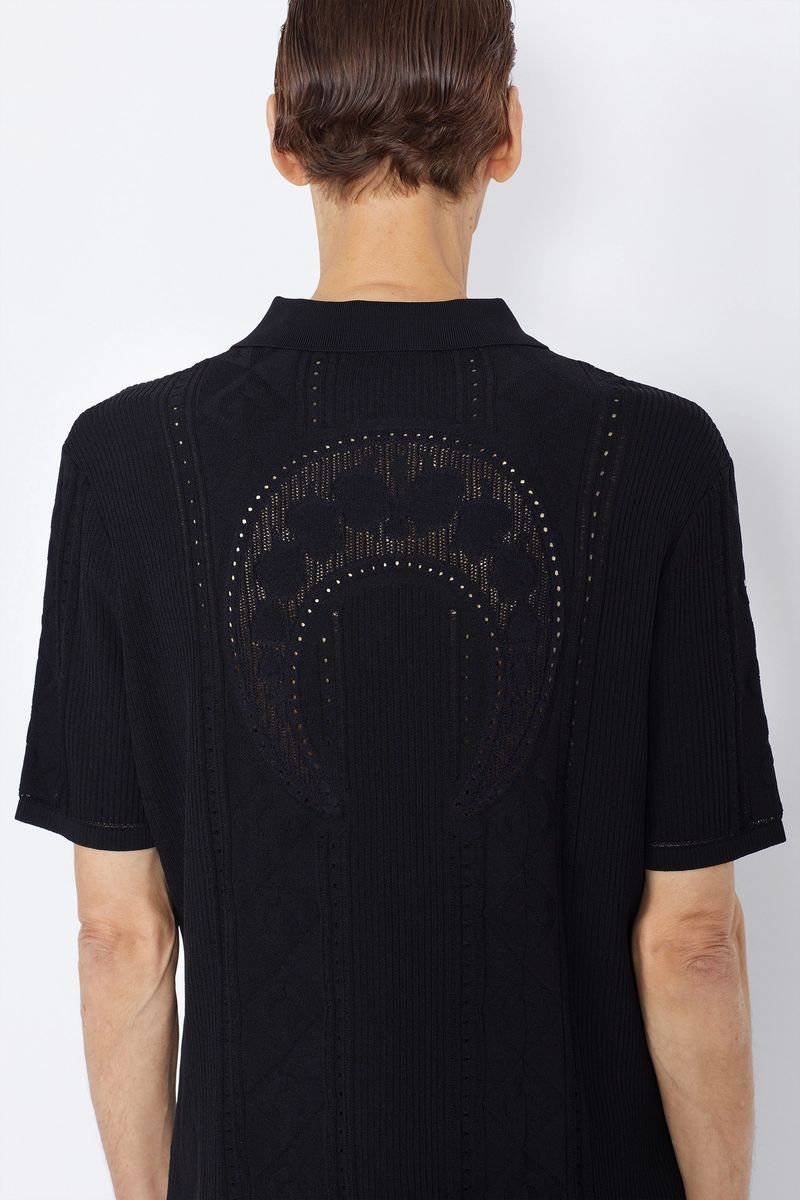 Unisex Lunar-Pointelle Knit Polo