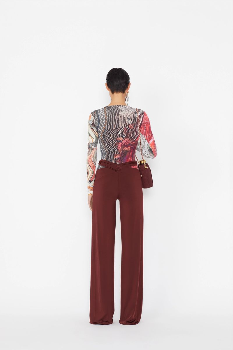 Cross-Waist Vibrant-Jersey Fluid Pants