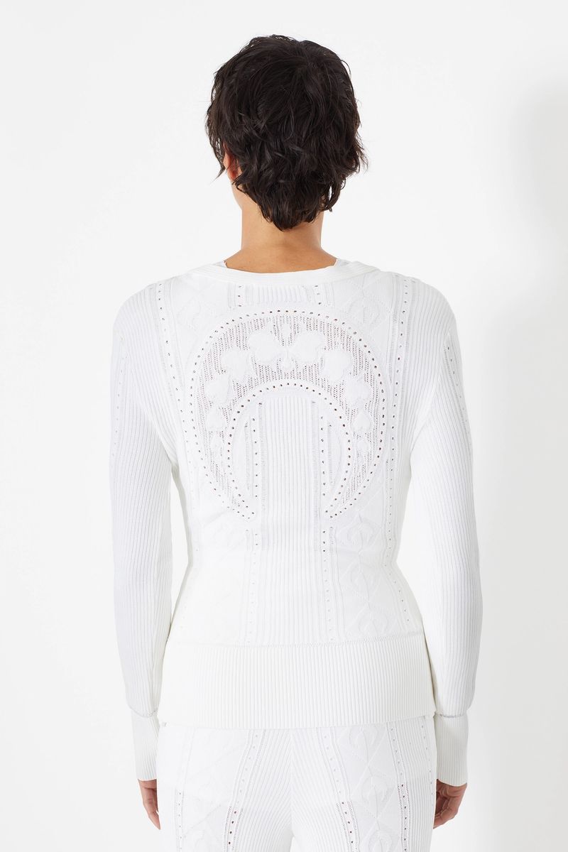 Lunar-Pointelle Knit Fitted Cardigan