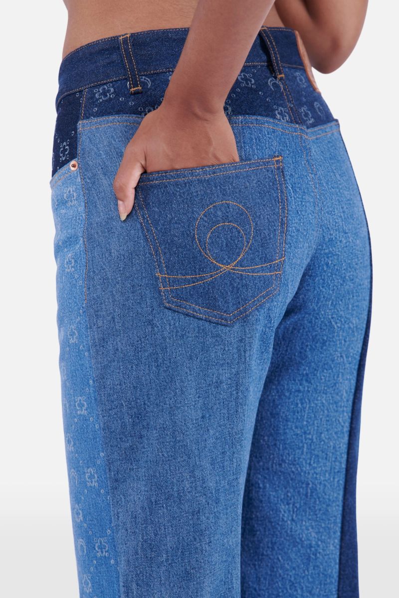Regenerated Denim Moonogram Straight-Fit Trousers