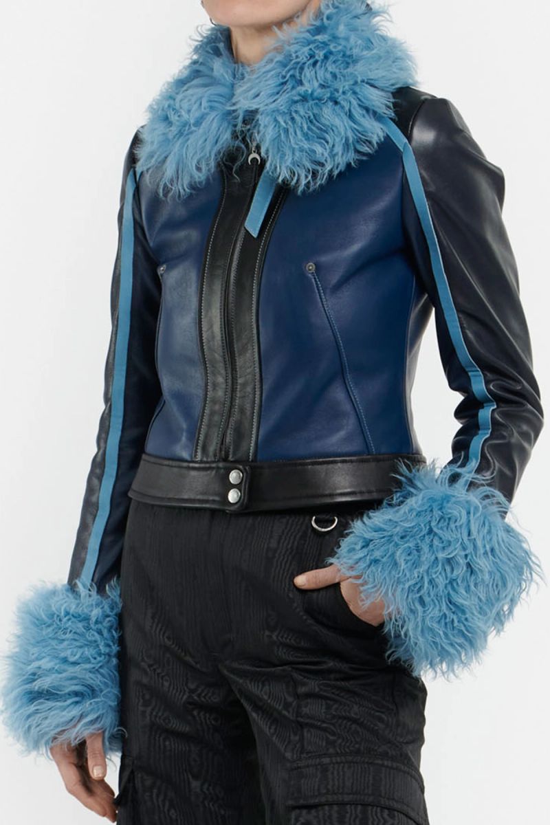 Blue-Tones Sassy Leather Jacket