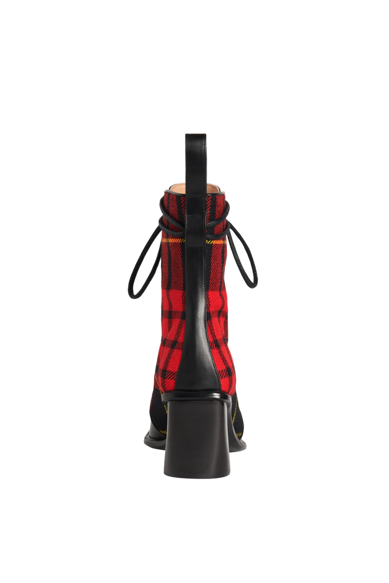 Red Tartan Spoor Laced-Up Boot