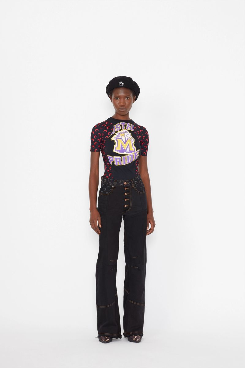 Moon-Panel Graphic Fitted T-Shirt