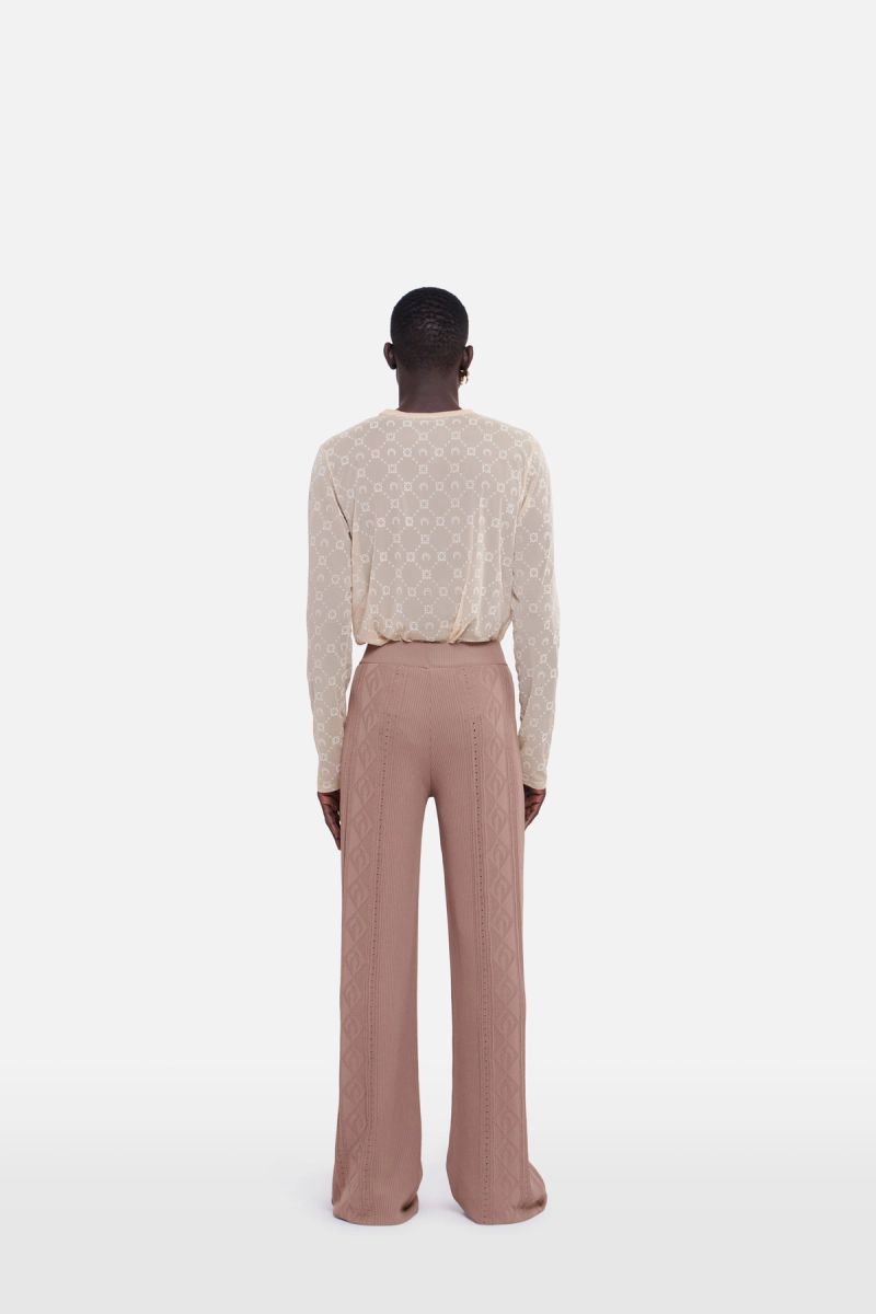 Pointelle Knitted Distressed Pants