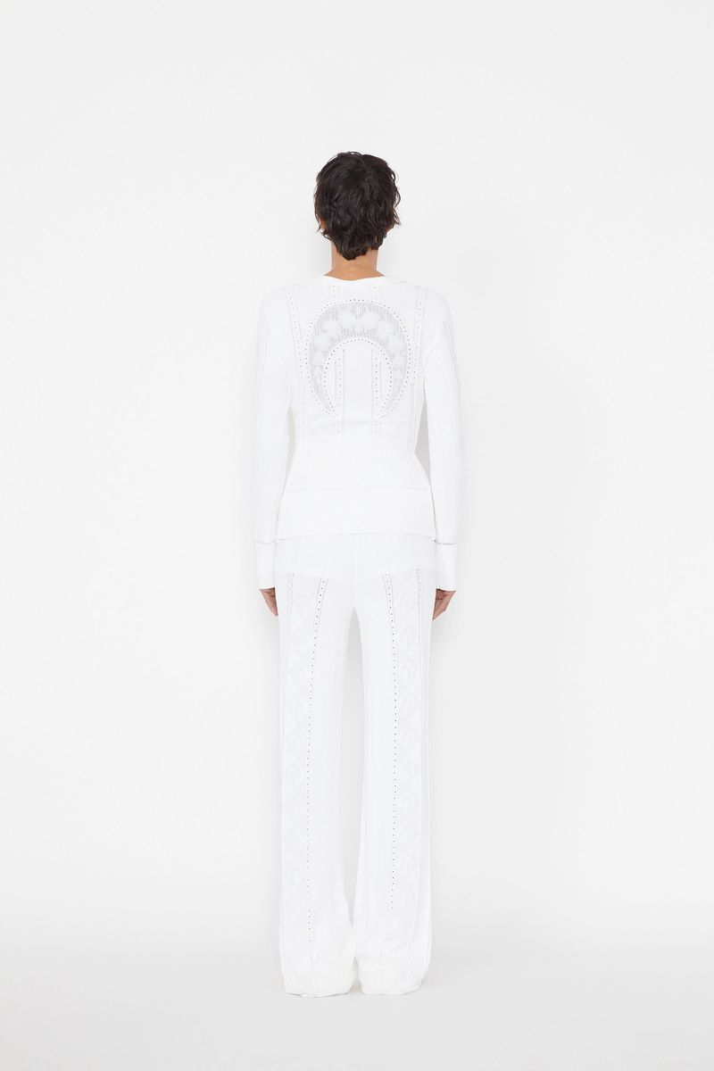 Lunar-Pointelle Knit Fitted Cardigan