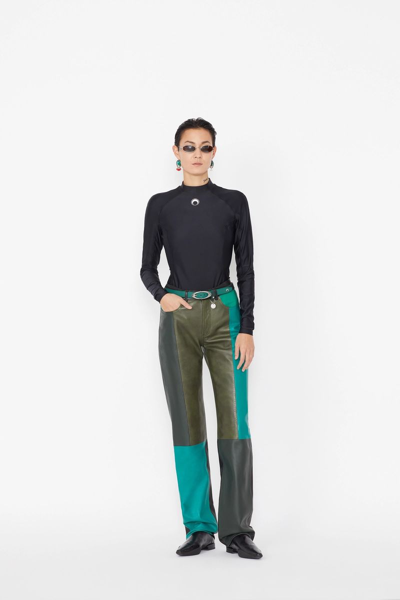 Green-Tones Leather Trousers