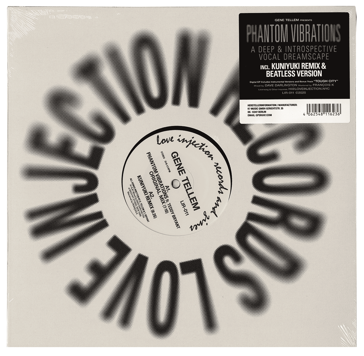 12" vinyl single by Gene Tellem Phantom Vibrations for Love Injection Records