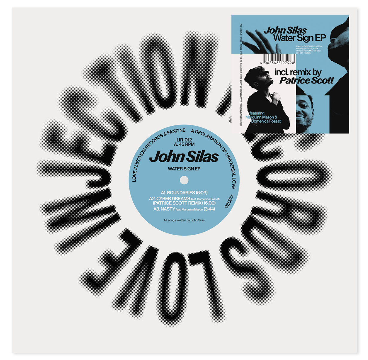 12" vinyl single by John Silas, Water Sign, for Love Injection Records