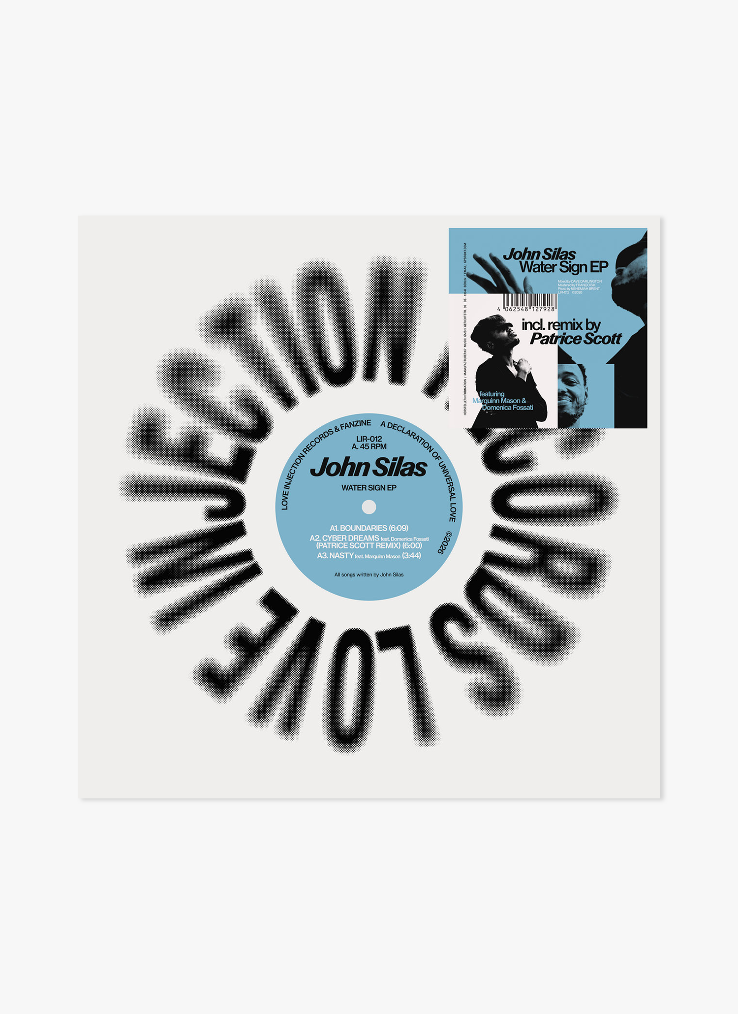 John Silas Water Sign Vinyl 12" Single EP on Love Injection Records