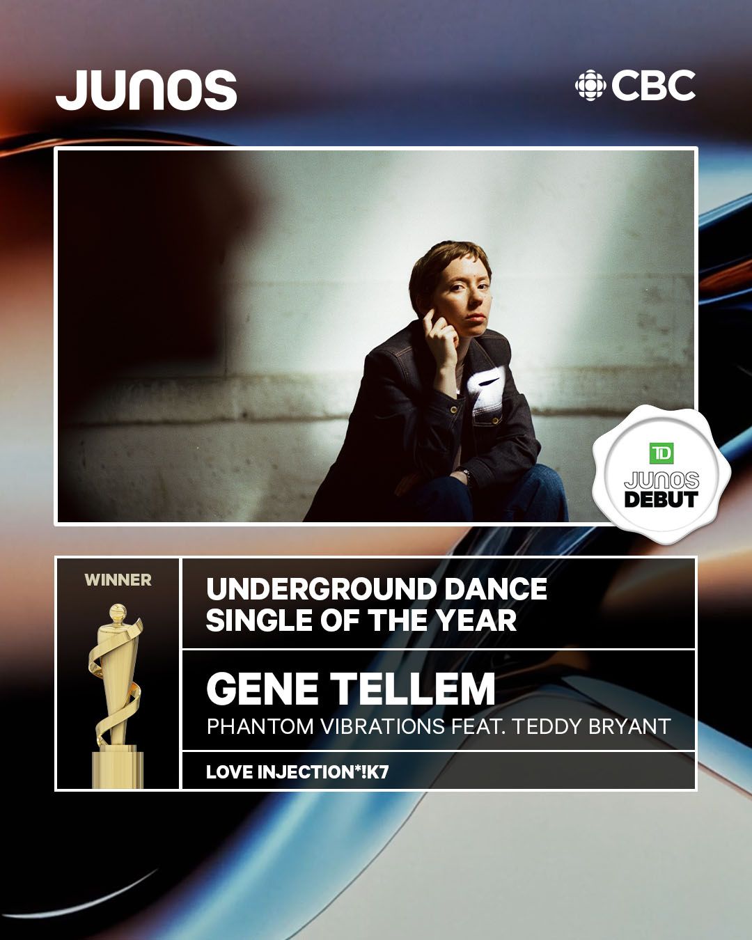Gene Tellem Phantom VIbrations JUNO award winner 2026