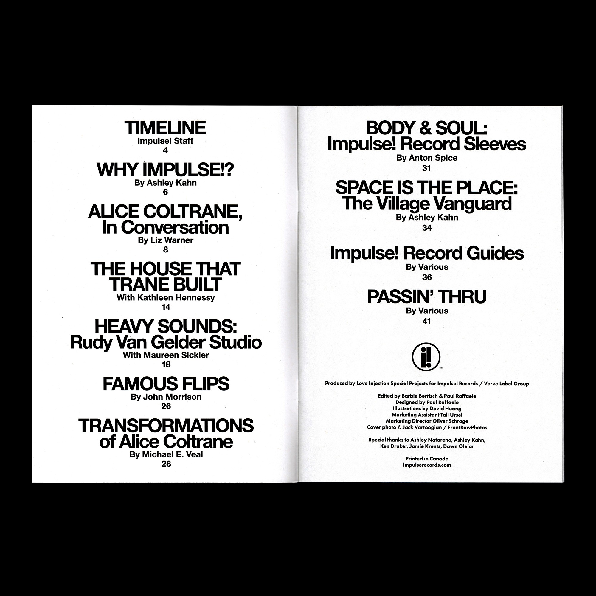 table of contents impulse 60 zine