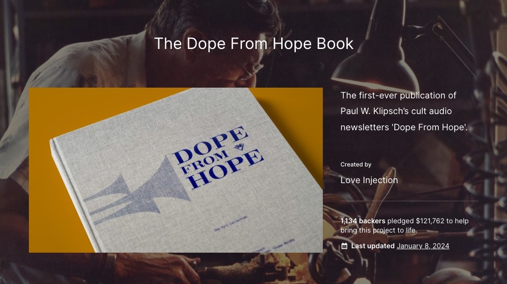 Dope From Hope Kickstarter Klipsch Love Injection