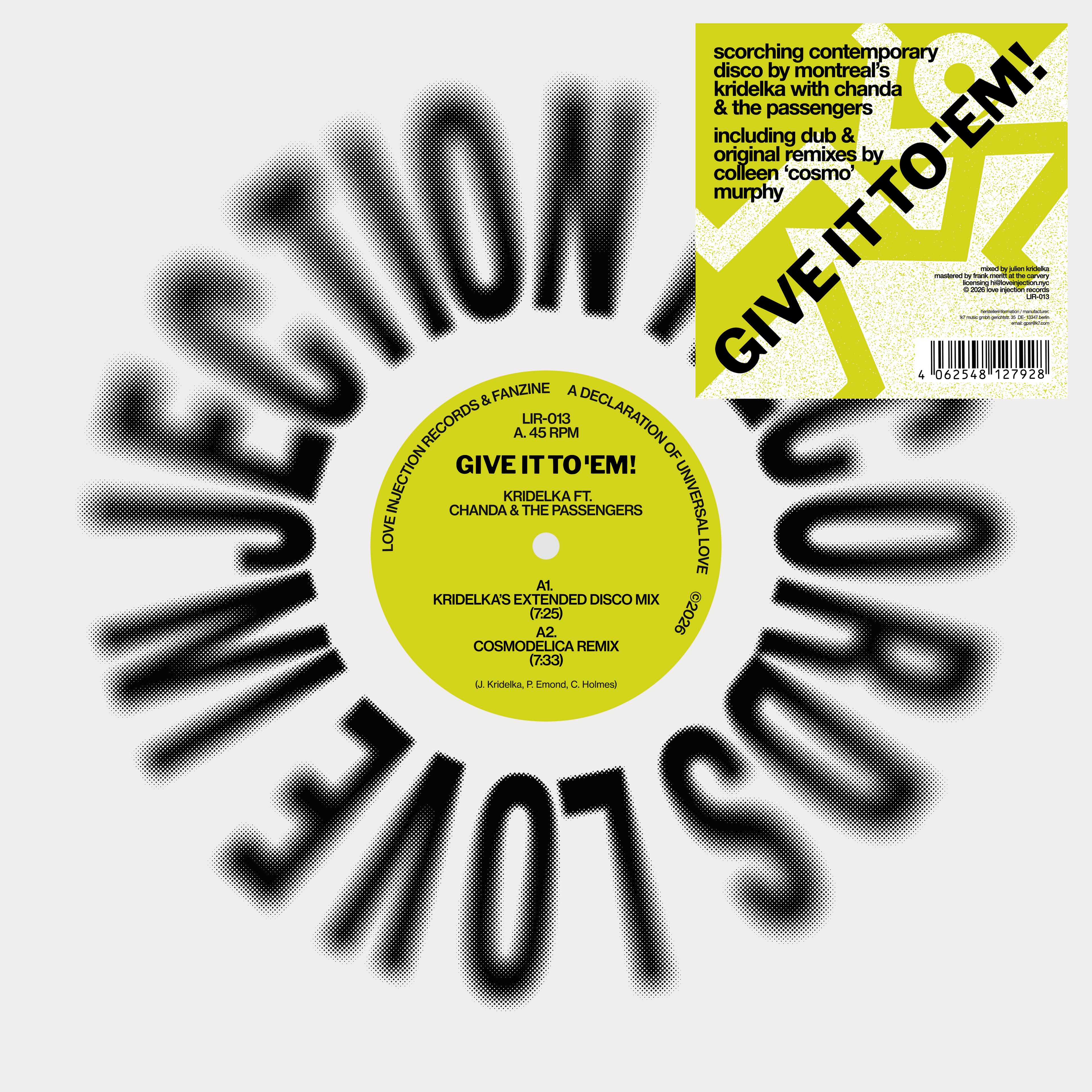 12" vinyl single by Kridelka with Chanda & The Passengers for Love Injection Records