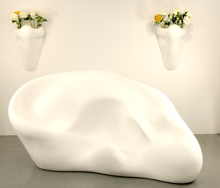 Ear Sofa; Nose Sconces with Flowers (In Stage Setting)