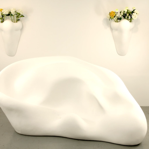 Ear Sofa; Nose Sconces with Flowers (In Stage Setting)
