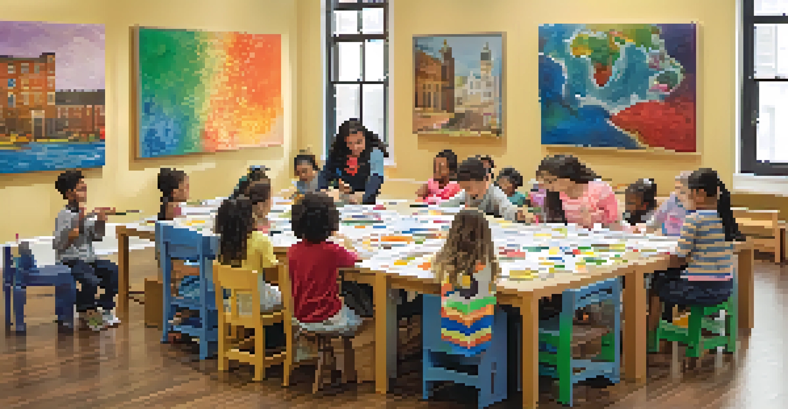 Children participating in an interactive art workshop at the Jersey City Museum, creating art that reflects their cultural heritage.