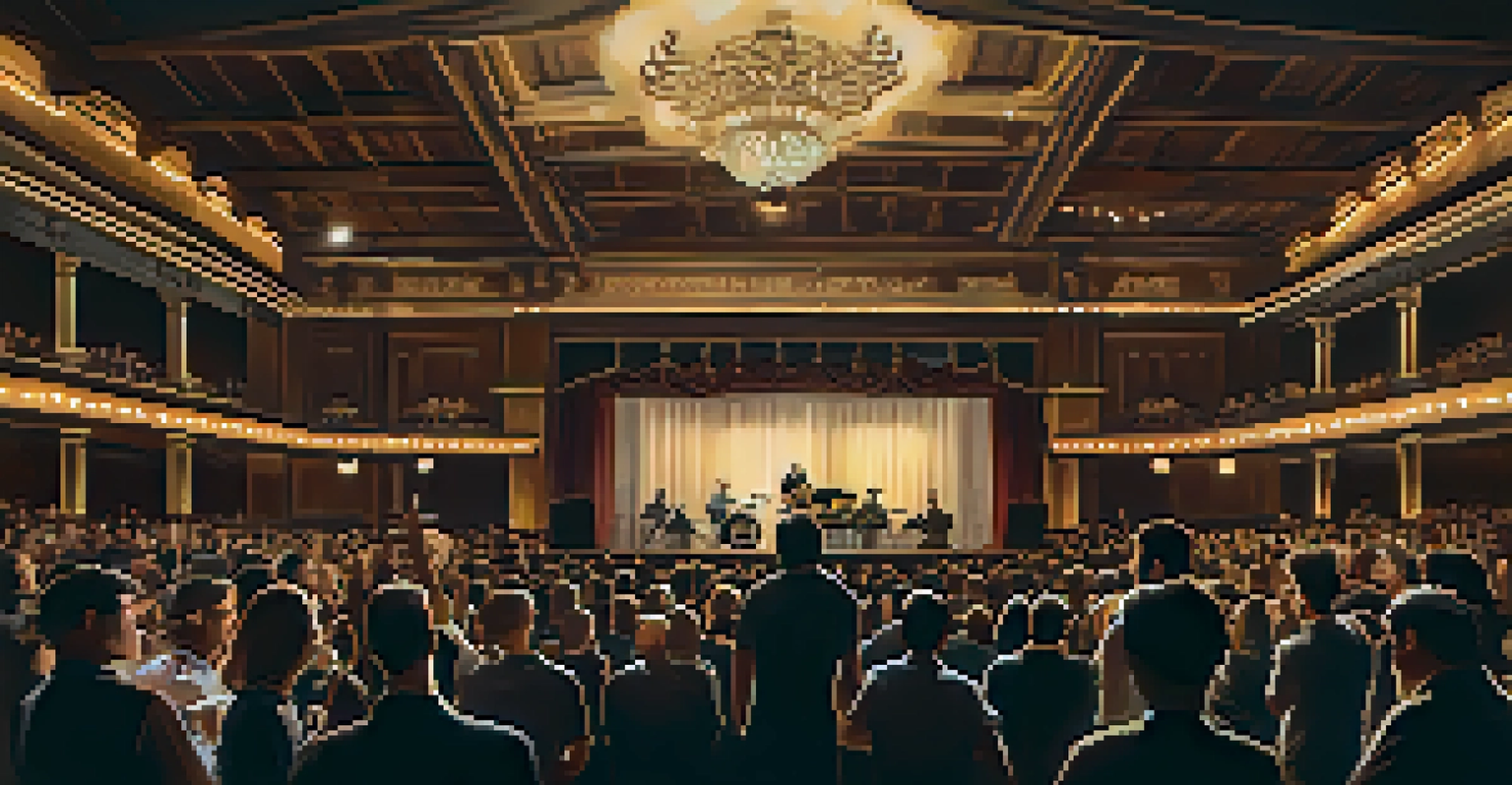 The interior of White Eagle Hall during a live performance, highlighting its historic architecture and engaged audience.