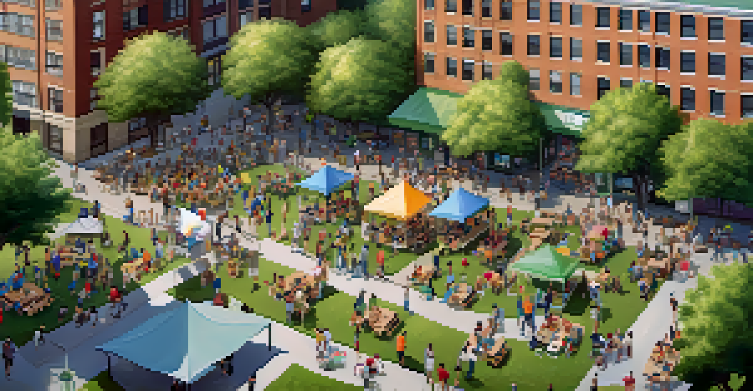 Aerial view of a Jersey City park filled with residents using mobile devices during a community event, showcasing civic engagement.
