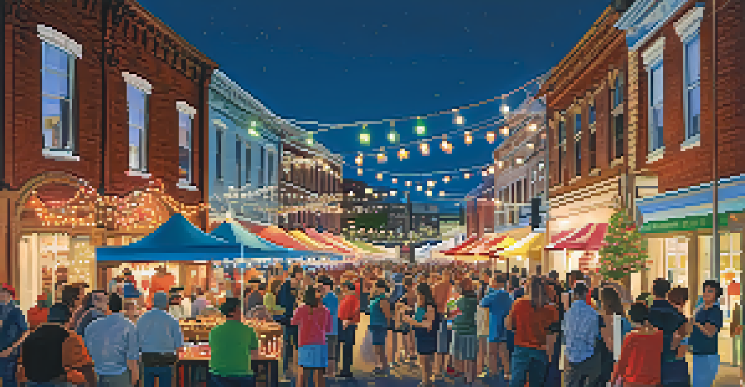 Residents enjoying a local festival in Jersey City, with historic buildings and festive decorations in the background.