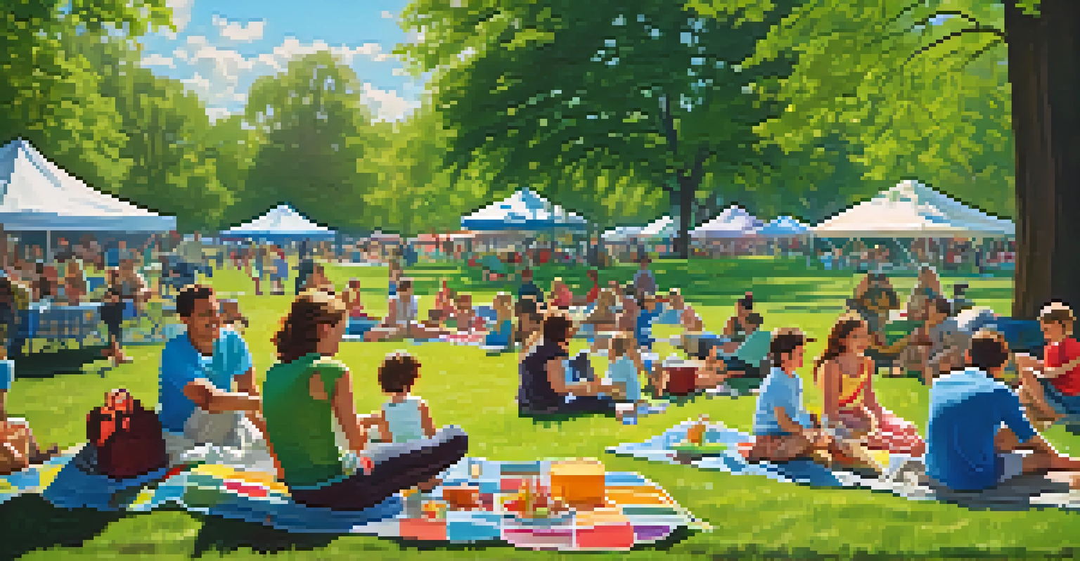 Families enjoying a summer picnic in Van Vorst Park with children playing and people engaged in outdoor sports.