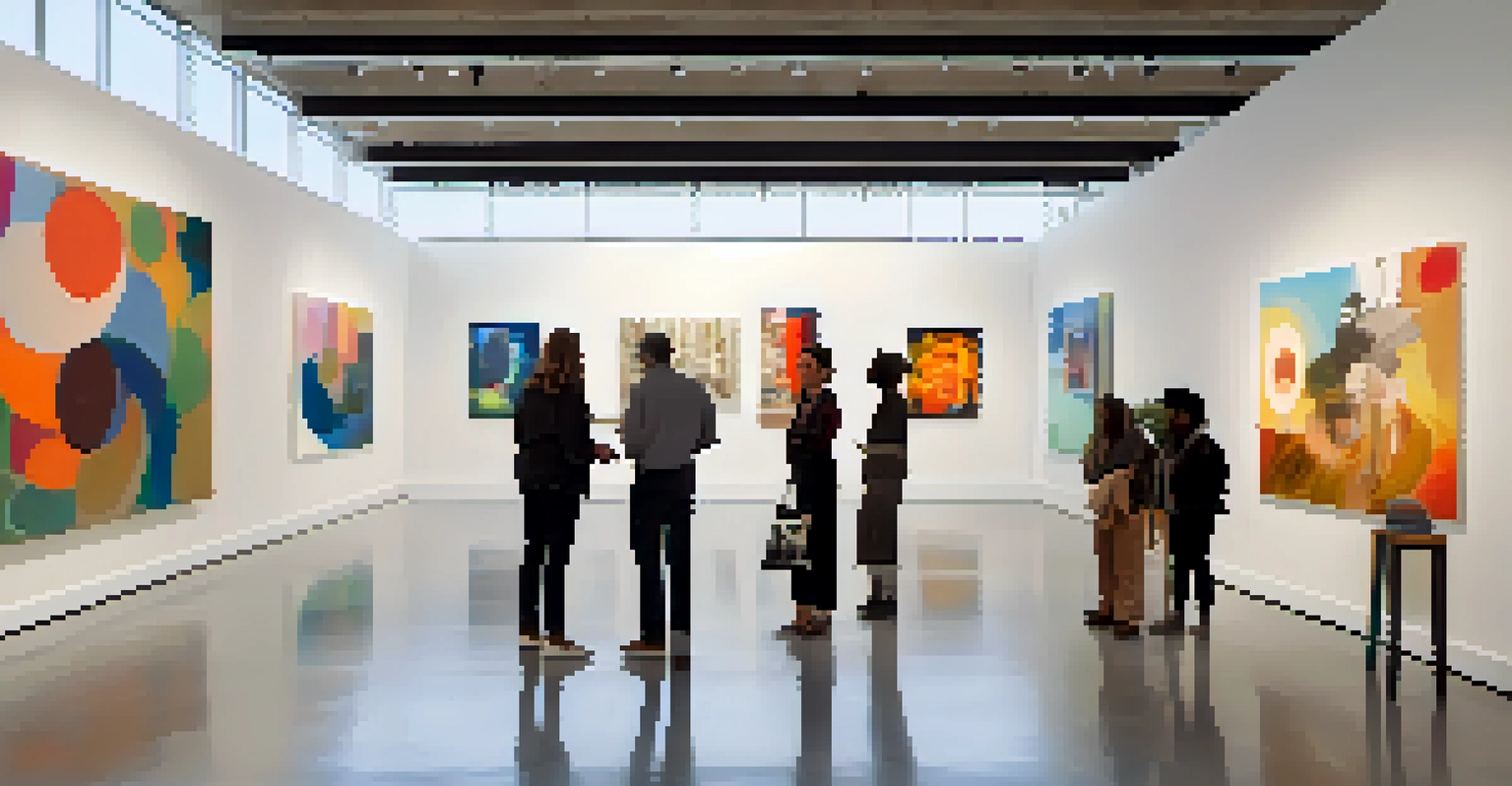 The interior of Mana Contemporary gallery with visitors engaging with various contemporary artworks.
