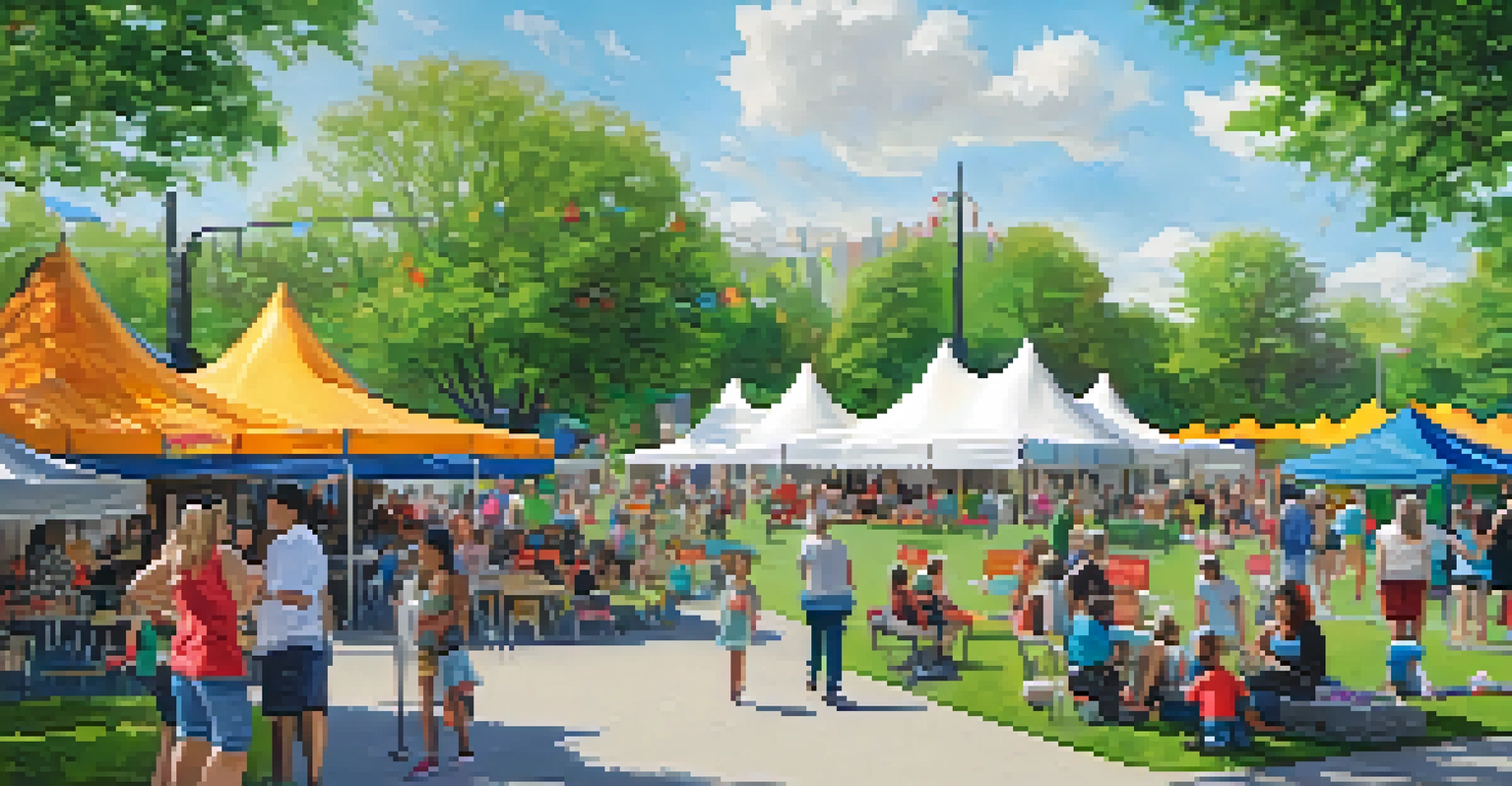A lively community event in Van Vorst Park, featuring families, local vendors, and children playing in a vibrant outdoor setting.