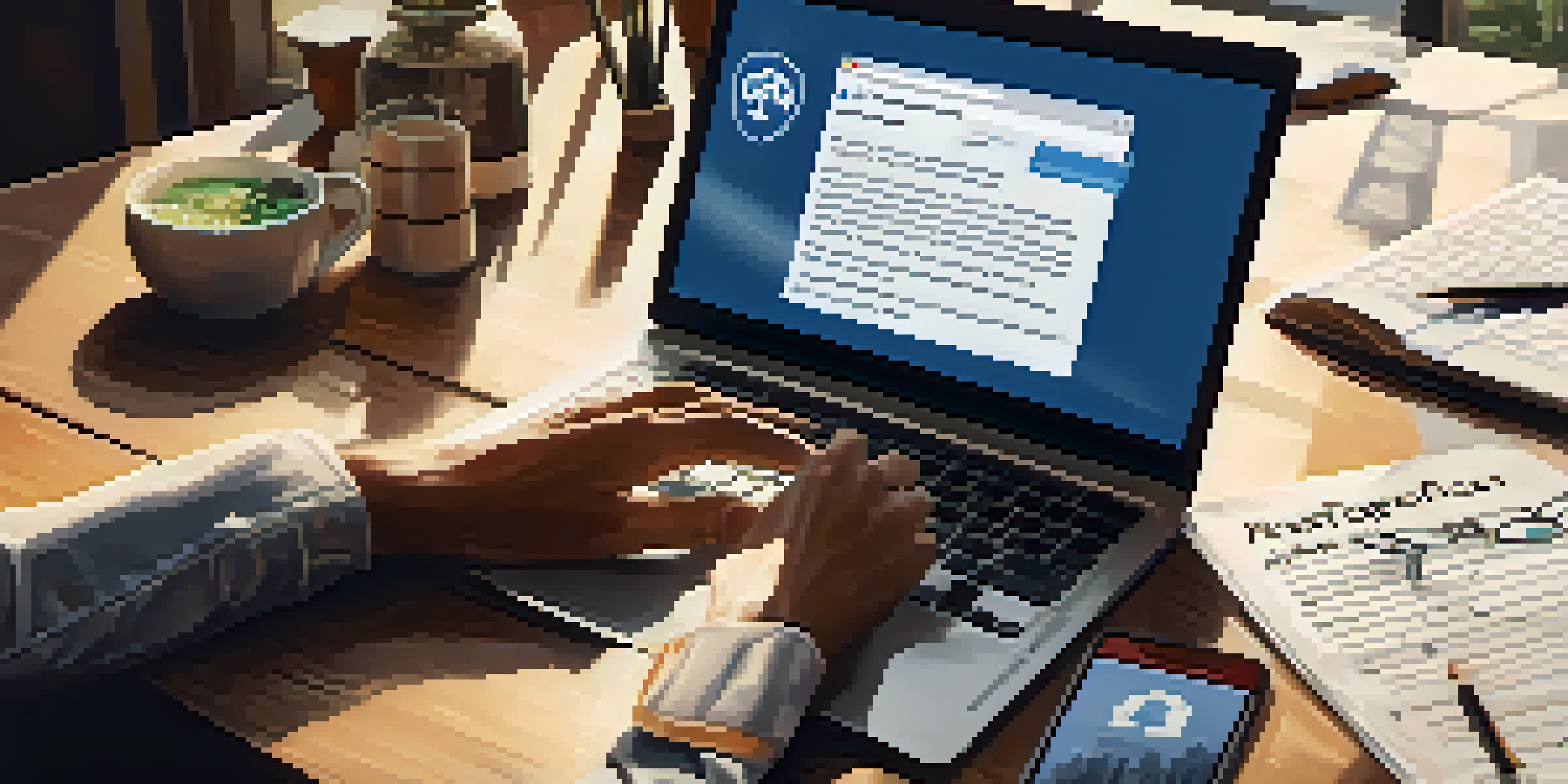 Hands typing on a laptop with fundraising notes and a smartphone nearby, illustrating local philanthropy.