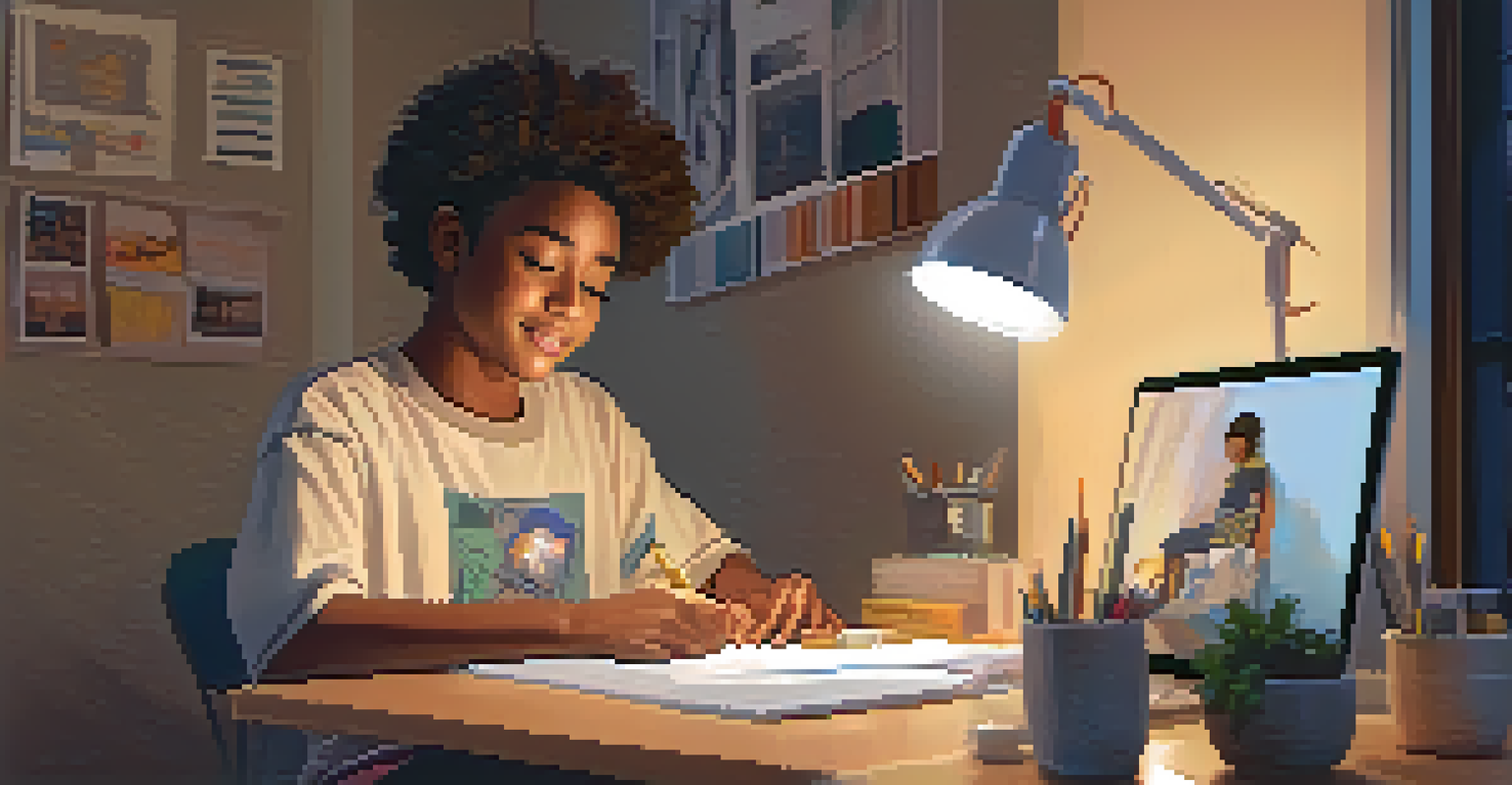A young person participating in a telehealth session at their desk in a cozy bedroom, showing the ease of accessing mental health care online.