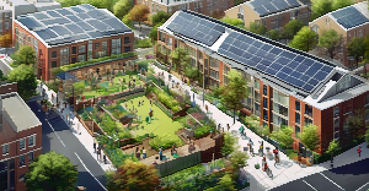 A sustainable community in Jersey City with eco-friendly buildings and green spaces.