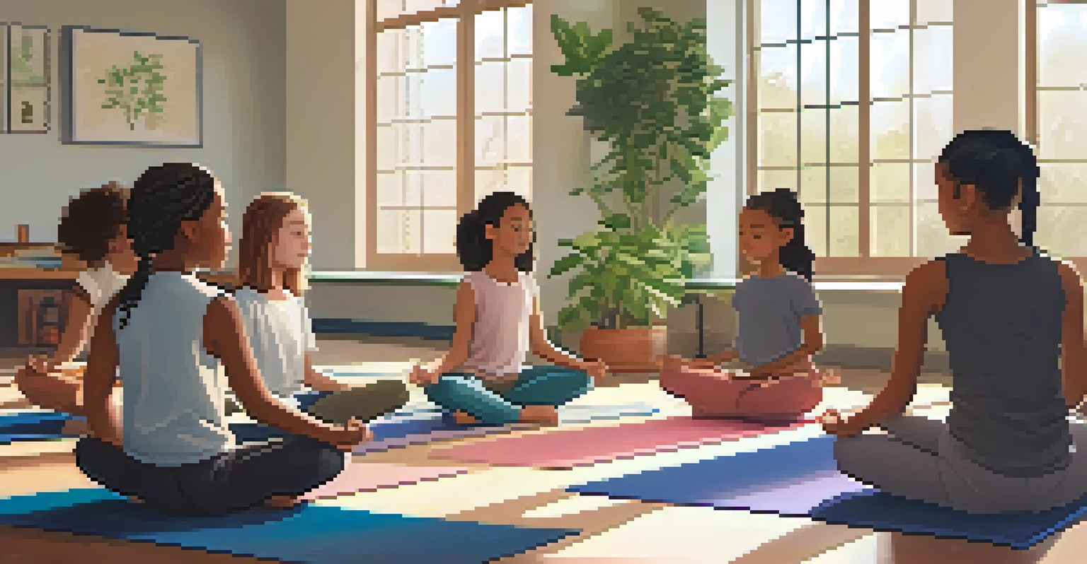 Students practicing mindfulness in a calm and peaceful classroom setting.