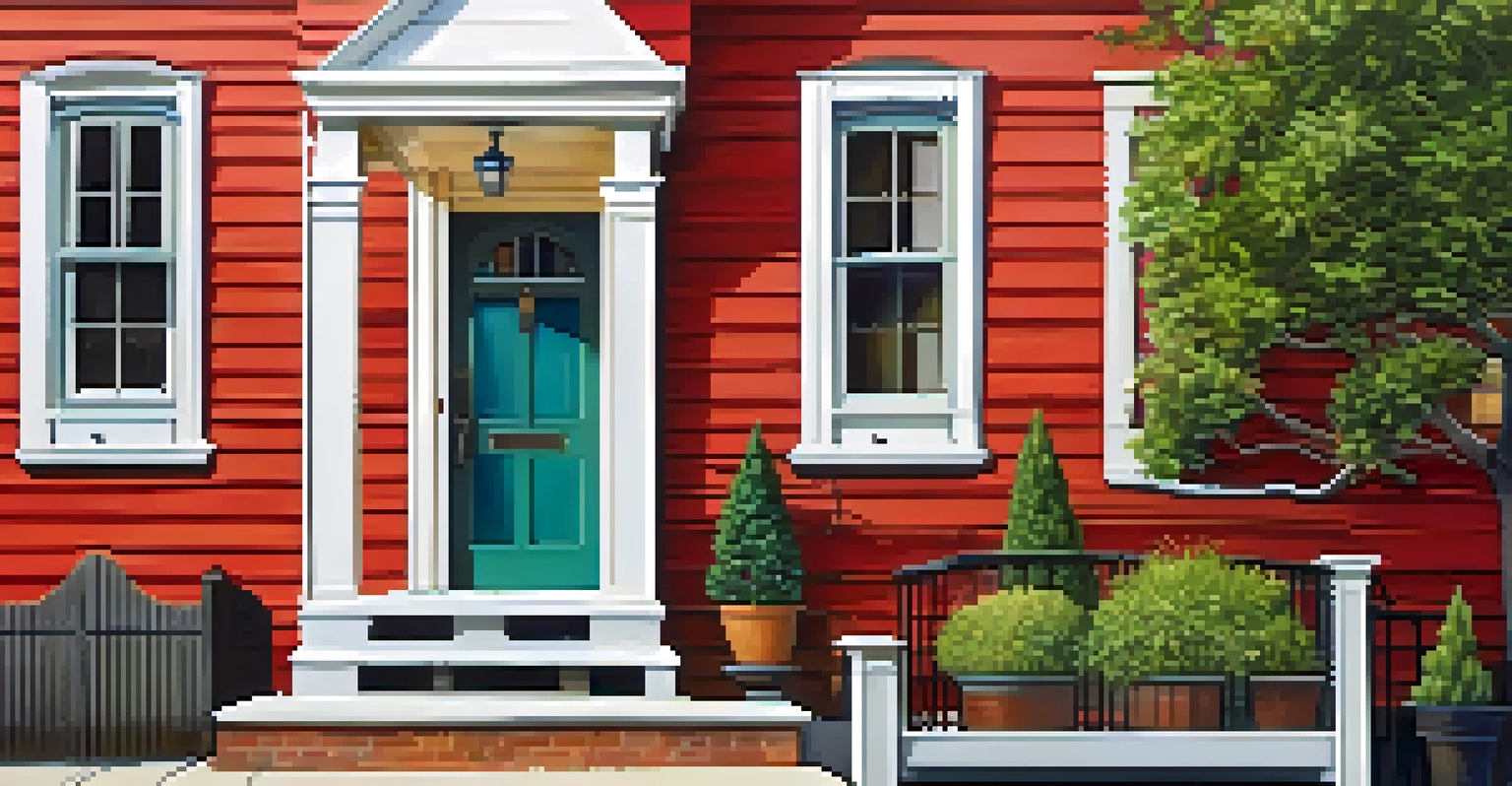 A close-up of a 'For Sale' sign in front of a charming single-family home with a porch and lawn.