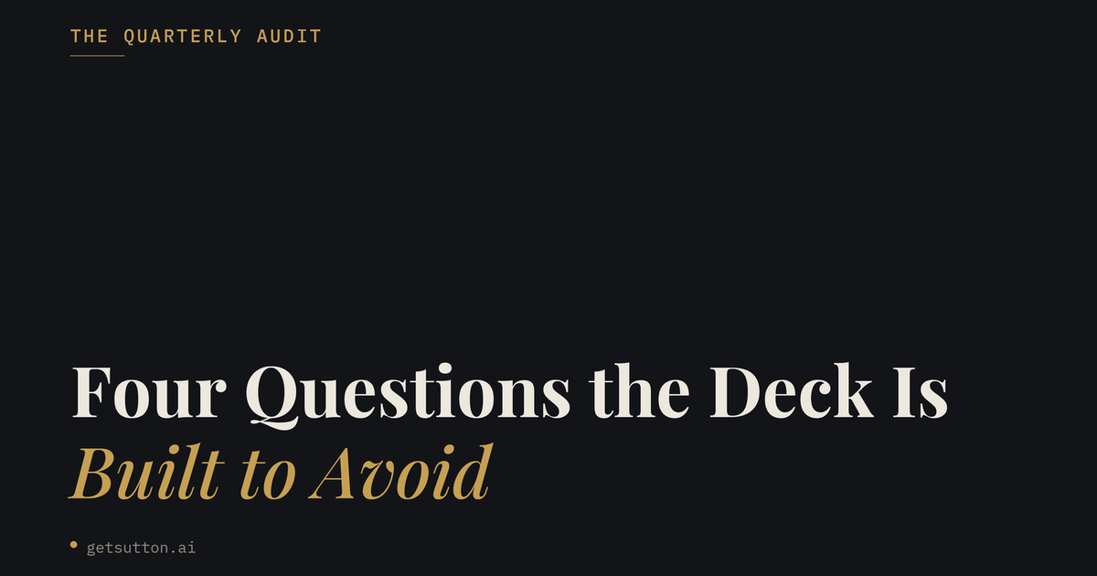 The Quarterly Agency Audit: Four Questions the Deck Is Built to Avoid
